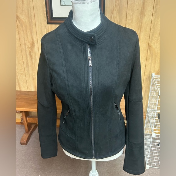 Coalition LA Black Faux Suede Moto Jacket Size L - Picture 6 of 10